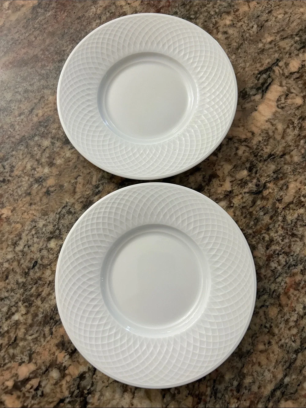 Nikko New Century Classic Orbit White Textured Ceramic Saucer Plate - Set of 2